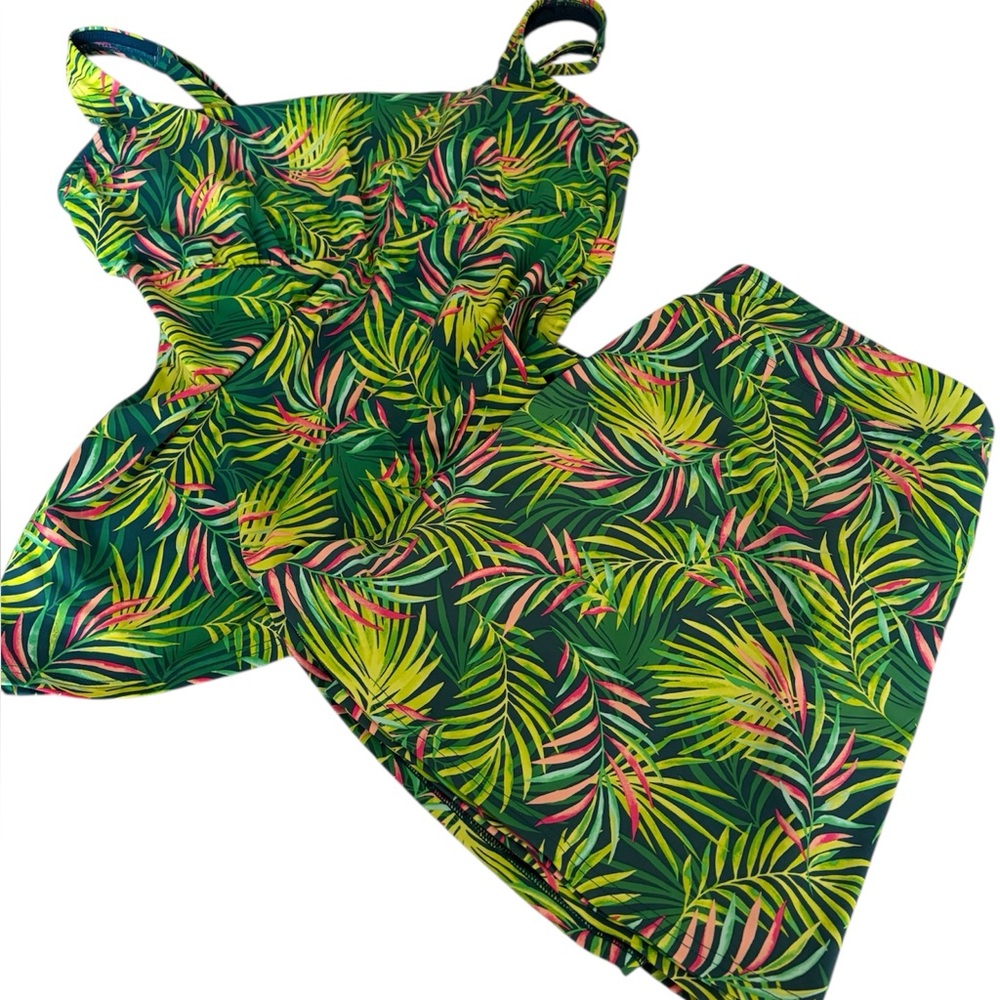 Lands End Two Piece Bathing Suit Skirt and Top